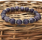 AAA Natural LEPIDOLITE Gemstone 8mm Round Beaded Stretchable Elastic Bracelet With Chakra ,Charm Bracelet ,Handmade Designer Bracelet ,Bye Bye Anxiety Bracelet ,Friendship ,Couple