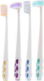 FRCOLOR T-Shaped Rotating Toothbrush for Adults, Gentle Thin Bristles, 4pcs, 360° Gum Care and Interdental Cleaning, Suitable for Home and Travel Use