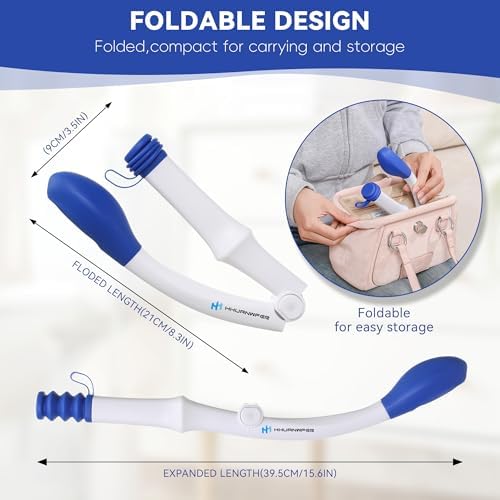 Foldable Toilet Aid（2Pack）, Long Comfort Wipe Wand Bottom Buddy Toilet Self Tissue Aids for Toileting, Self Help Wipe Butt for Overweight People Limited Mobility,Elderly, Pregnancy