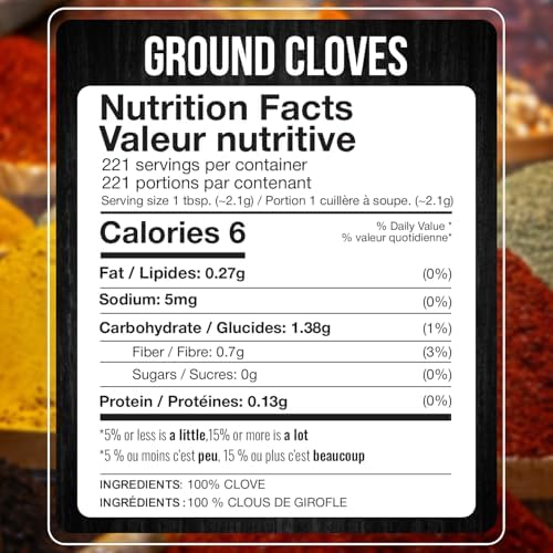 Fresh Finest Ground Clove 12.69oz - Premium Quality Ground Cloves - All-Natural, Non-GMO, Gluten-Free, Kosher - Perfect for Baking, Cooking, and Beverages