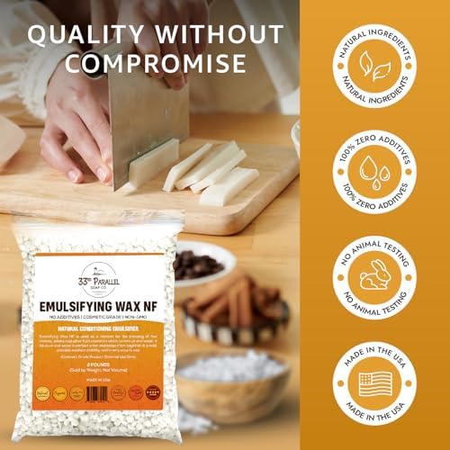 Non-GMO Emulsifying Wax NF Pastilles (6 OZ) 100% Natural Plant Derived | For Lotions, Creams, Soap Making, Hair Products | Cosmetic Grade | Product of USA | 6 OUNCES