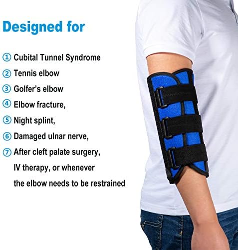 Elbow Brace Night Splint Support for Cubital Tunnel Syndromean, Ulnar Nerve, Stabilizer for Fix Elbow, Prevent Excessive Bending at night, Fits Left and Right Arms,Women, Men (L)