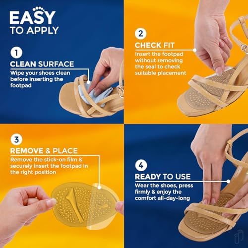 Ball of Foot Cushions – Metatarsal Pads for Women & Men | Heel Inserts & Cushions for Pain Relief – 2 Pairs Soft Gel Shoe Inserts for All-Day Comfort One Size Fits Most (Clear + Clear)