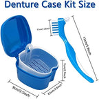 Denture Cleaner Box and Brush Set - 2 Pack Denture Bath Case with Basket + 2 Pack Denture Brushes, Portable Denture Retainer Storage Box, False Teeth Brushes for Oral Care
