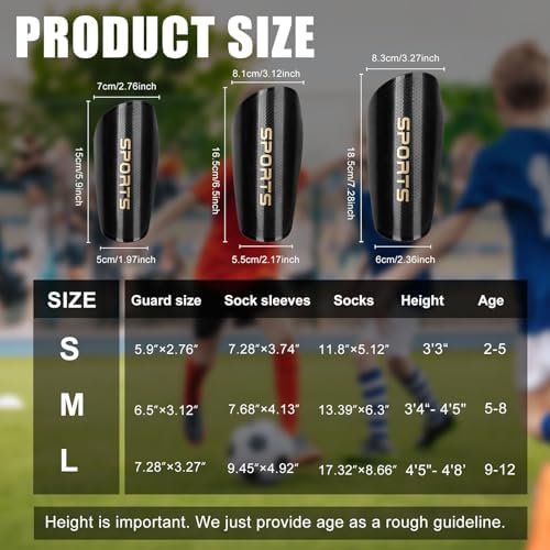 Soccer Shin Guards for Kids Youth, Toddler Shin Pads with Sleeves and Long Soccer Socks for Age 2-12 Boys & Girls Toddler Children Teenagers, Protective Lightweight Soccer Equipment