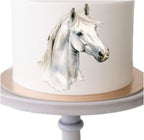 Edible White Horse Cake Topper, Icing Sheet Design, 5 Inches Tall