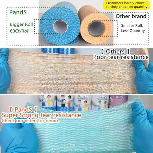 Reusable Paper Towels Washable, 60 Cts Disposable Kitchen Cloths for Cleaning Counters, Multi-Purpose, Pink Roll