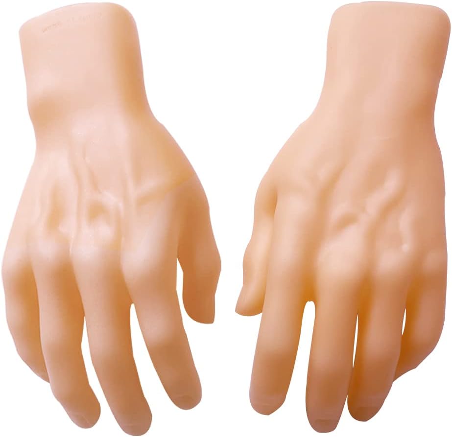 Medou 2 Pieces Spooky Halloween Decoration Realistic Hands, Fake Human Hands Bloody Dead Body Parts Haunted House Decorations (Left and Right)