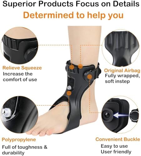 AFO Drop Foot Brace, Upgraded Medical Foot Up Ankle Foot Orthosis Support with Inflatable Airbag for Hemiplegia Stroke Shoes Walking Foot Stabilizer (Right, Small)