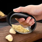 Stainless Steel Garlic Press Rocker - New Innovative Garlic Mincer and Crusher with Peeler and Scraper