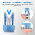 V-Shaped Orthodontic Toothbrush for Braces, Soft Bristles, 6 Count, with Interdental Brushes