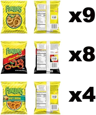 Funyuns Onion Flavored Rings, 3 Flavor Variety Pack, 0.75 Ounce (Pack of 21)