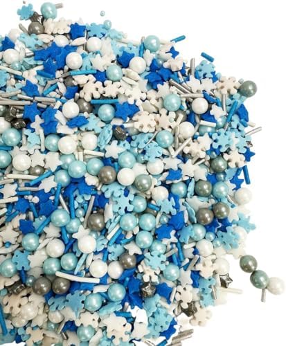 Snowflake Christmas Sprinkles Frozen in Sugar Sprinkle 120g/ 4.2oz Mix Blue Sprinkles Cake Decorations Cupcake Toppers Cookie Decorating Ice Cream Celebrations Shaker Jar Wedding Shower Party