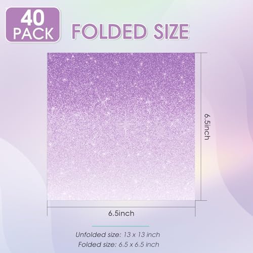 40PCS Ombre Purple Party Supplies Gradient Pastel Purple Napkins Cocktail Napkins Disposable Napkins for Girl Woman Lavender Sprinkle Wedding Birthday Anniversary Party supplies