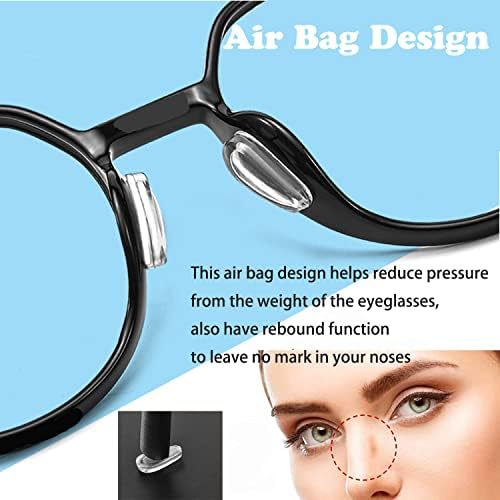 Eyeglass Nose Pads, Adhesive Anti Slip Eyeglasses Nose Grips with Airbag,3.2mm Thickness for Eyeglasses Sunglasses Reading Glasses,10 Pairs,Black