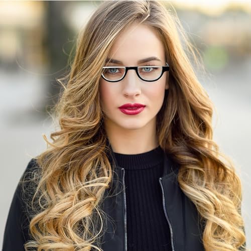 DXYXYO Half Moon Reading Glasses for Women, 3 Pack Small Semi Frame Readers with Spring Hinge Blue Light Blocking