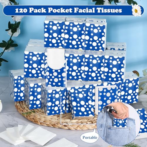 120 Pack Pocket Tissues Travel Size, 3-Ply Facial Tissue Packs, 1200 Sheets Unscented Small Mini Individual Portable Tissues with Embossed Design for Purse, Travel, Party, Holiday
