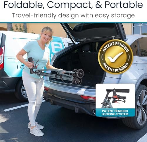 Vive Mobility Lightweight Walker for Seniors - Narrow, Folding Walker w/Wheels for Small & Tight Spaces - Light Weight for Balance, Compact Doorways, Foldable - Portable & Collapsible for Travel