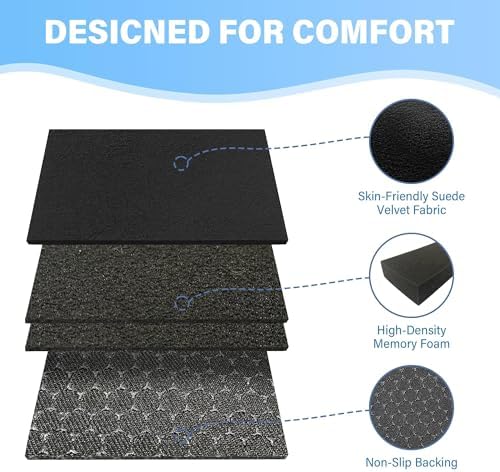 SPRING SEAON Wheelchair Armrest Covers (Pair) - Suede Velvet Memory Foam Accessories Pads for Wheelchair Arm Rest, Office Transport Chairs, Soft Support Cushion for Mobility Aids (Black)