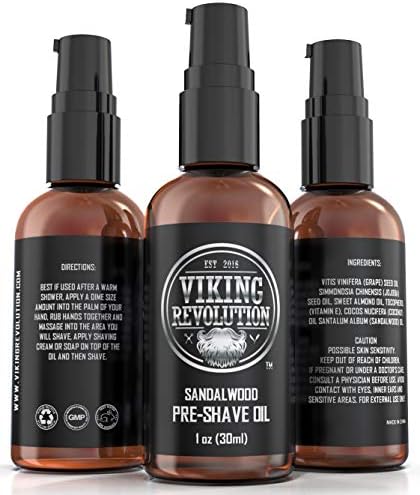 Viking Revolution Sandalwood Pre-Shave Oil for Men - Smooth, Irritation-Free Shave, 1 Fl Oz - All Skin Types