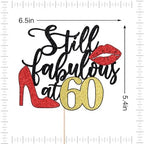 Still Fabulous at 60 Cake Topper,Happy 60th Birthday Cake Topper,Queen High heels Big Red lips Cake Topper,Women 60th Birthday Party Cake Decorations