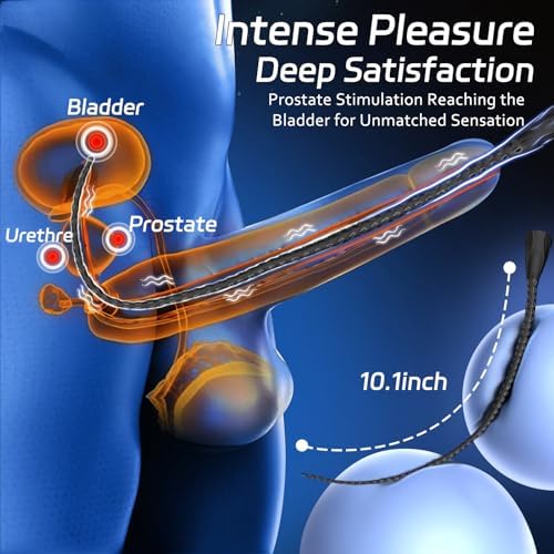 Octopus Tentacle Sounding Rods Urethra Vibrator Male Sex Toy, Ansunooxx Prostate Massager Silicone Penis Plug with 10 Vibration Modes, Vibrating Urethral Sounds Penis Vibrator for Beginner & BDSM Play
