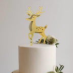 Acrylic Deer Cake Topper,Elk Merry Christmas Cake Decor for Christmas Wedding Birthday Baby Shower Party Decorations Supplies