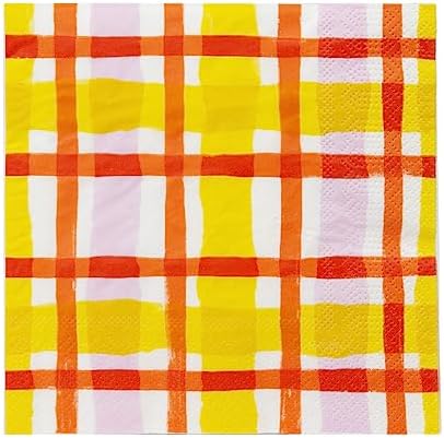 Talking Tables 20 x Gingham Pattern Napkins - Colourful Paper Serviettes, Disposable Tableware for Easter, Birthday, Picnic, Summer, Decoupage