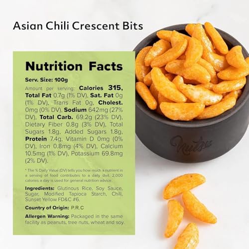 Asian Chili Crescent Bits | No Artificial Colors No Added Flavors | Crunchy & Mild | Natural Crackers In Resealable Bags!!! (1 LB)