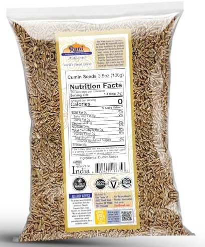 Rani Cumin Seeds Whole (Jeera) Spice 3.5oz (100g) ~ All Natural | Gluten Friendly | NON-GMO | Kosher | Vegan | Indian Origin