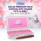 Madelaine Solid Premium Milk Chocolate Cigar Candy – It’s a Girl Baby Shower Party Favors for Girl, Individually Wrapped Chocolate Cigars, Elegant Gift Box – 24 Count