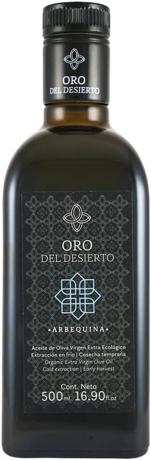 Oro del Desierto Organic Extra Virgin Olive Oil 16.9 fl oz (500ml) | Medium Robust Arbequina Olives, Cold Extracted Oil from Umbria Italy | Virgin Olive Oil Bottle for Cooking, Harvest Fall 2024