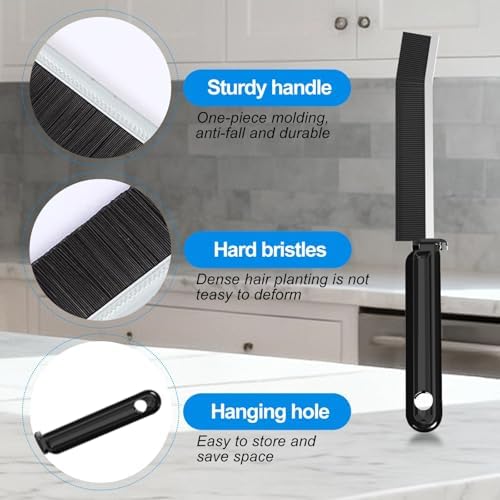 Generic 2 Pack Crevice Cleaning Brush, Multifunctional Gap Cleaning Brush Tools with Hard Nylon Bristles, Ideal for Bathroom, Kitchen, Sink, Window, Black