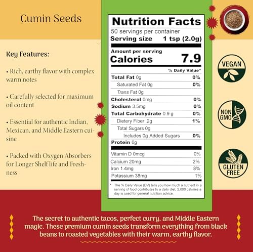 Shubhaavya Cumin Seeds Whole 3.5oz (100g) - Premium Indian Jeera | All Natural | Gluten Free | NON-GMO
