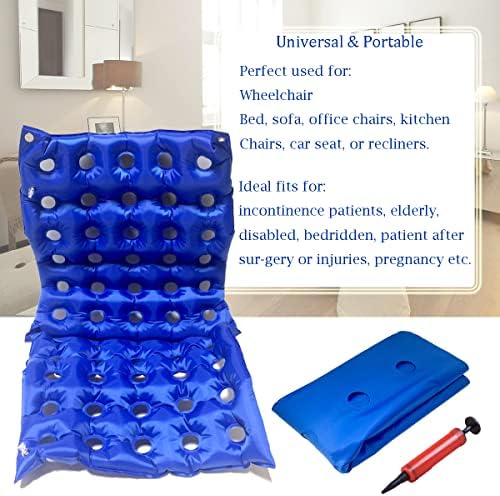 MESINURS Bedridden Air Inflatable Seat Cushion with Full Back for Wheelchair, Seat Pad for Elderly Disabled Handicap (A)