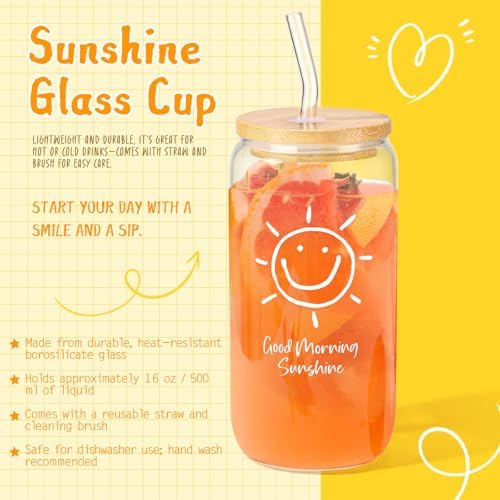 Gift Baskets for Women, 9pcs Unique Happy Birthday Gifts for Women, Best Inspirational Get Well Christmas Sunshine Sunflower Ideas Box for Her Sister Friend Friendship Mom - BRIGHTEN UP HER DAY!