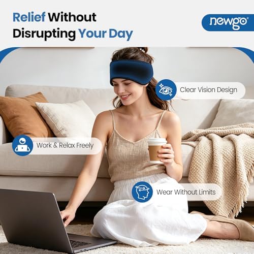 NEWGO Headache Ice Pack Head Wrap for Migraines, FSA Eligible, Cold Pack Head Ice Therapy Wrap for Headache Relief, Tension, Sinus Pain, Chemo, Head Injuries