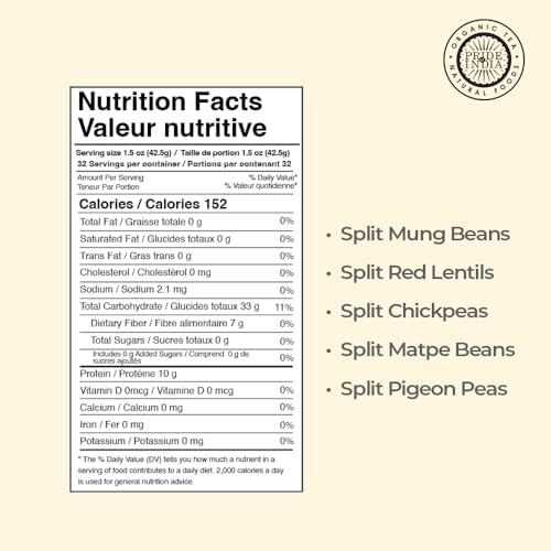 Pride Of India Indian Bean & Lentil Superfood 5 Delicious Panchratna Dal Mix, 3 lbs Jar