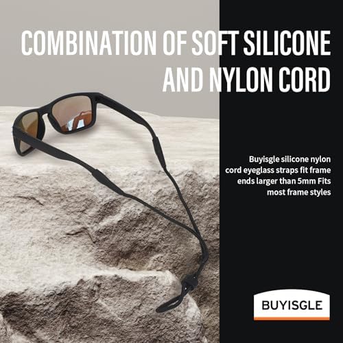 Buyisgle Eye Glasses Holder Strap - Sunglasses Straps Cords for Men Women Kids - Eyeglass Holders Around Neck - Eyewear String Lanyard Retainer - 2 PCS（Black