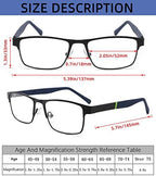 3-Pack Reading Glasses for Men Blue Light Blocking Trendy Metal Frame Computer Readers Antieye Strain/glare Uv Ray Filter Eyeglasses(+1.75 magnification Strength)