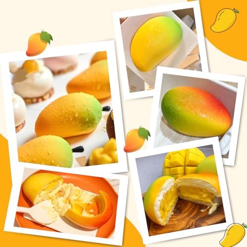 Palksky Mango Silicone Molds, 1Pack 4 Cavity 3D Fruit Pastry Molds for Chocolate, Candy, Ice Cream, Pudding, Jelly, Bakeware, Mousse Cakes Baking Supplies