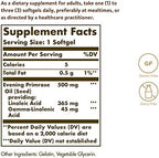 Solgar Evening Primrose Oil 500 mg, 180 Softgels - Promotes Healthy Skin & Cardiovascular Health - Nutritional Support for Women - Gluten Free, Dairy Free - 180 Servings
