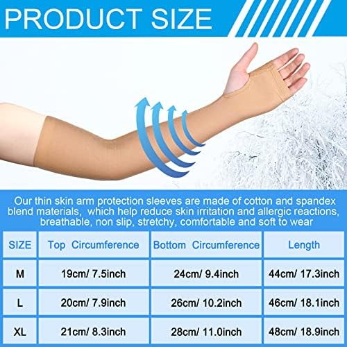 Coume 2 Pairs Elderly Skin Protection Sleeves Arm Protector for Thin Skin Bruising for Men Women(Elegant Style,Medium)