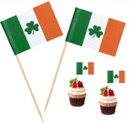 100 Pcs Irish Ireland Shamrock Toothpick Flag Saint Patrick's Day Clover Small Mini Cocktail Fruit Cupcakes Toppers Food Stick Flags Decorations