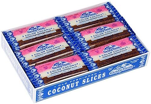 Old-Fashioned Coconut Slice Bars 24ct Case - Neapolitan Chocolate/Vanilla/Strawberry