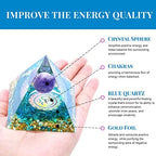 Orgone Pyramid Healing Crystal Meditation Positive Energy Generator Amethyst and Blue Quartz, Promote Wealth and Prosperity