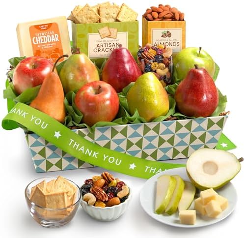 Golden State Fruit Thank You Fruit Basket with Cheese and Nuts
