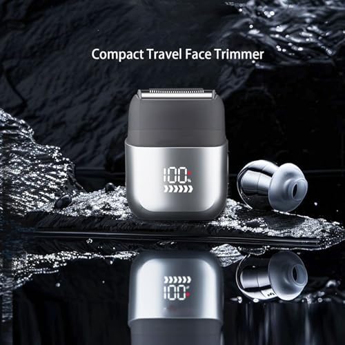 YUYTE Mini Electric Foil Trimmer for Men, Rechargeable Beard & Facial Hair Groomer with Floating Head & LED Display