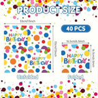 40 Pcs Happy Birthday Napkins, 6.5X6.5 Inch Colourful Dots Paper Napkin, Disposable Square Lunch Dinner Cocktail Napkins for Adults & Kids Happy Birthday Day Party Supplies Table Decorations