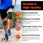 Knee Compression Sleeve 2 Pack for Men and Women, Knee Brace for Knee Pain Relief, Comfortable Support for Running, Workout Sports and Daily Wear, Meniscus, ACL and Arthritis Recovery (Black, L)